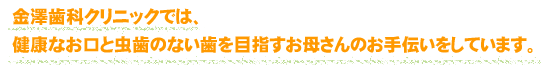 金澤歯科クリニックでは、健康なお口と虫歯のない歯を目指すお母さんのお手伝いをしています。