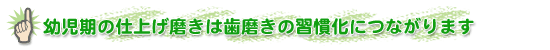 幼児期の仕上げ磨きは歯磨きの習慣化につながります